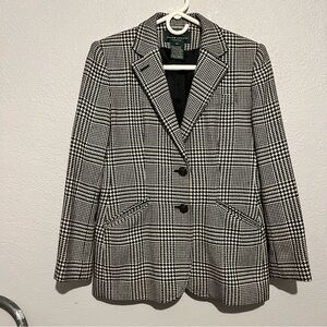 Lauren Ralph Lauren Herringbone Blazer Jacket Wool, Cashmere & Silk Blend Sz 4P